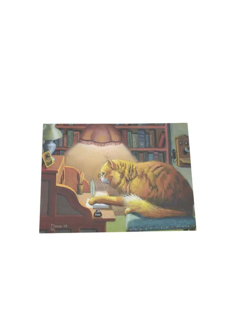20 The Writer Author Cat Greeting Card by Bryan Moon Blank 94586 Vintage